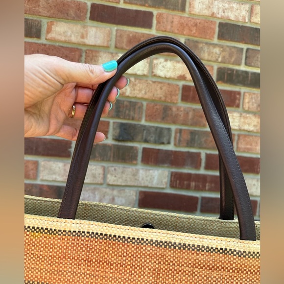 Talbots Tri-Color Paper Straw Tote Shoulder Bag Snap Closure 17” X 13.5” X 11.5” - Picture 12 of 12